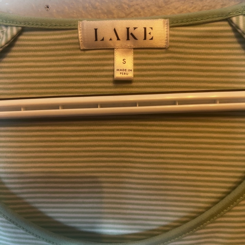 LAKE Green and White Striped 3/4 Sleeve Pajama Top Size S - Picture 5 of 7